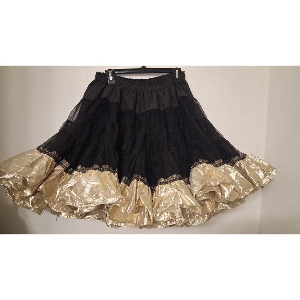 Malco Modes Black Gold Tutu Square Dance Skirt Womens Large Petticoat Style 510